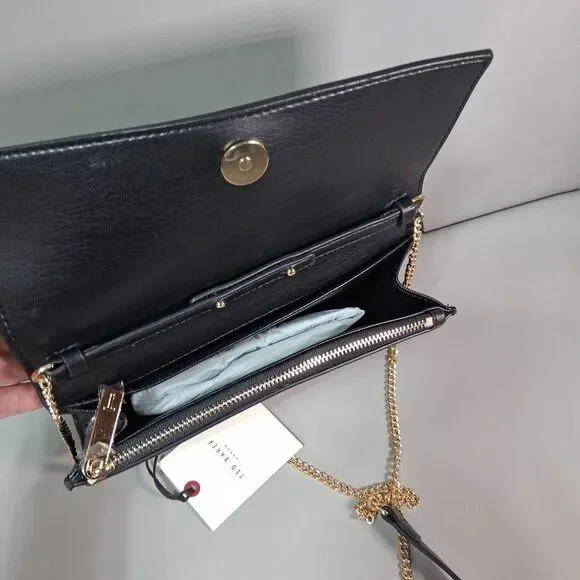 Ted Baker Cyra Floral Black Crossbody Clutch Bag Lock & Key Assessories New $175 - Picture 6 of 10